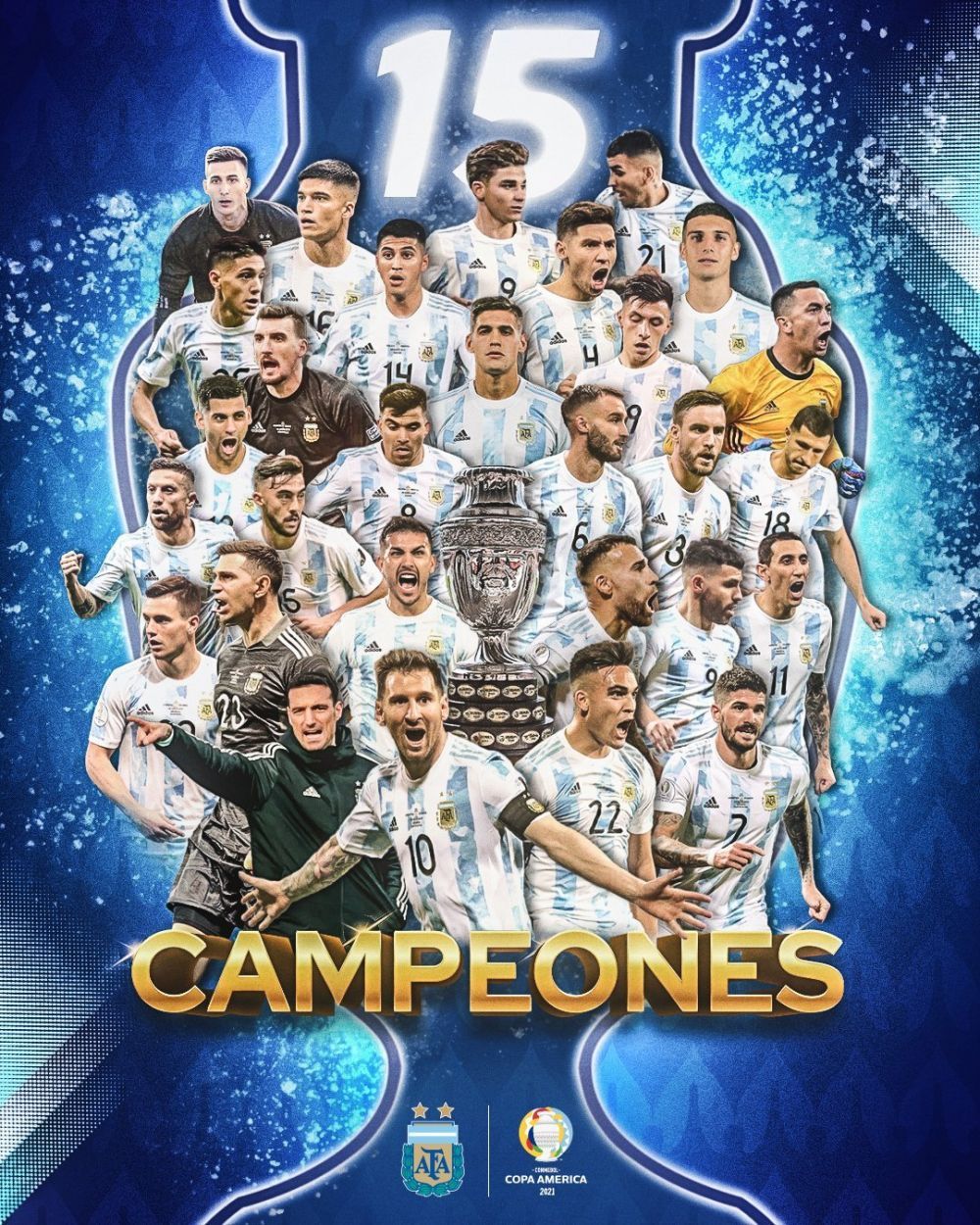 这是时隔28年后,阿根廷队再次捧起美洲杯冠军奖杯.