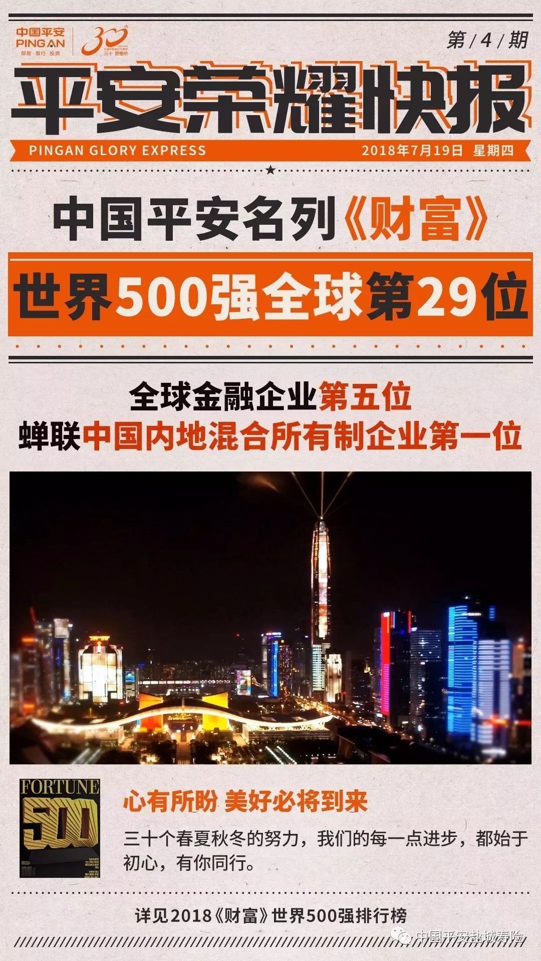 中國平安躋身《財富》世界500強第29位 居全球金融企業第5位